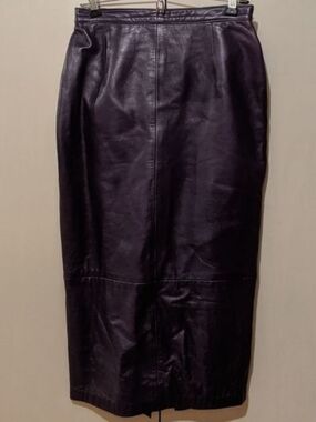 Vintage Purple Leather Midi Skirt Size 7